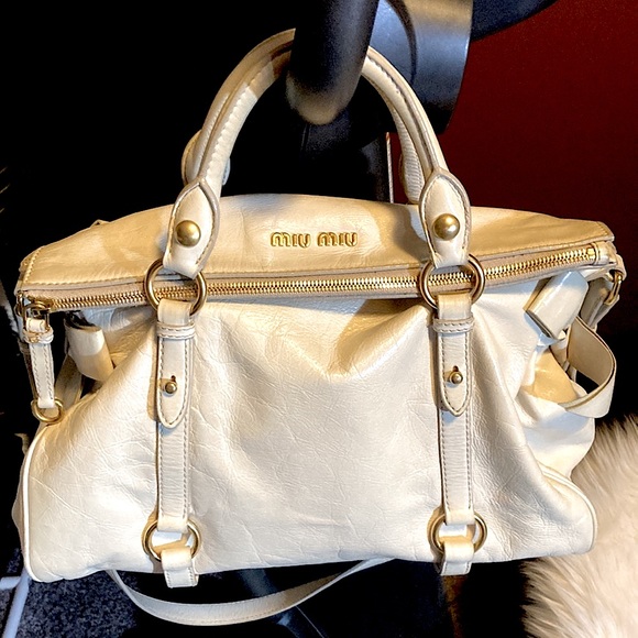 Miu Miu Handbags - Miu Miu soft cream leather shoulder & crossbody bag